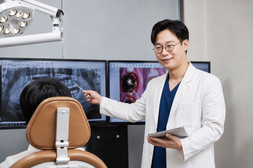 환자를 보고있는 신영조 원장 스틸컷