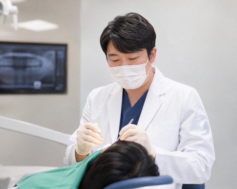 부원뉴욕치과병원 구강악안면외과 전문의 최유성 원장이 체어에서 환자를 진료하는 모습